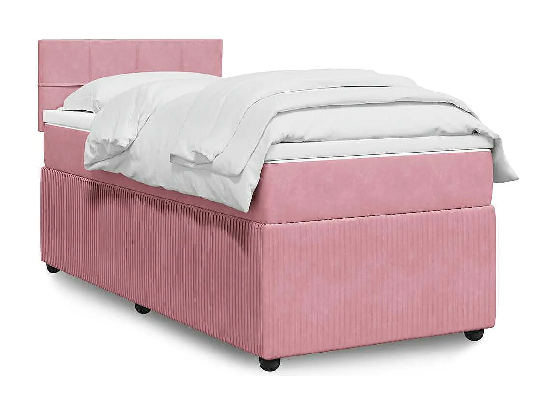 Einzelbett | Bettgestell | Boxspringbett mit Matratze Rosa 90x200 cm Samt SHL51720