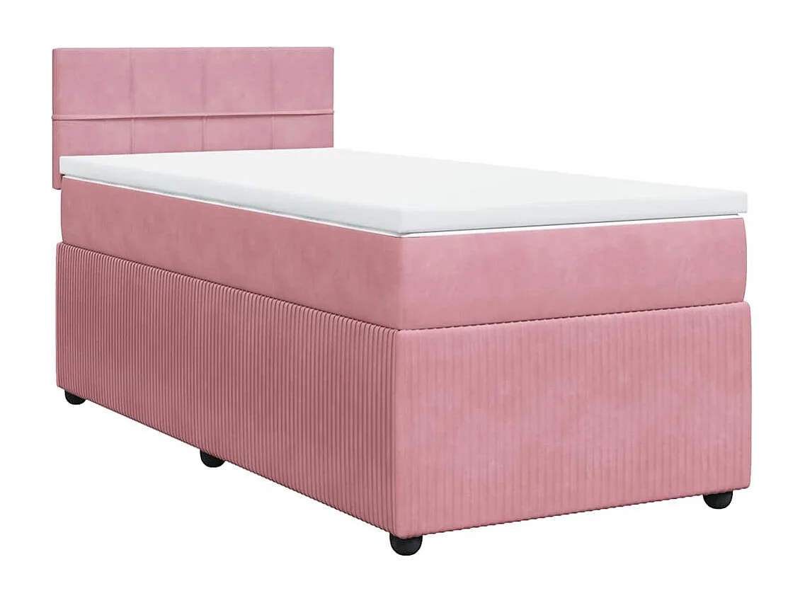 Einzelbett | Bettgestell | Boxspringbett mit Matratze Rosa 90x200 cm Samt SHL51720