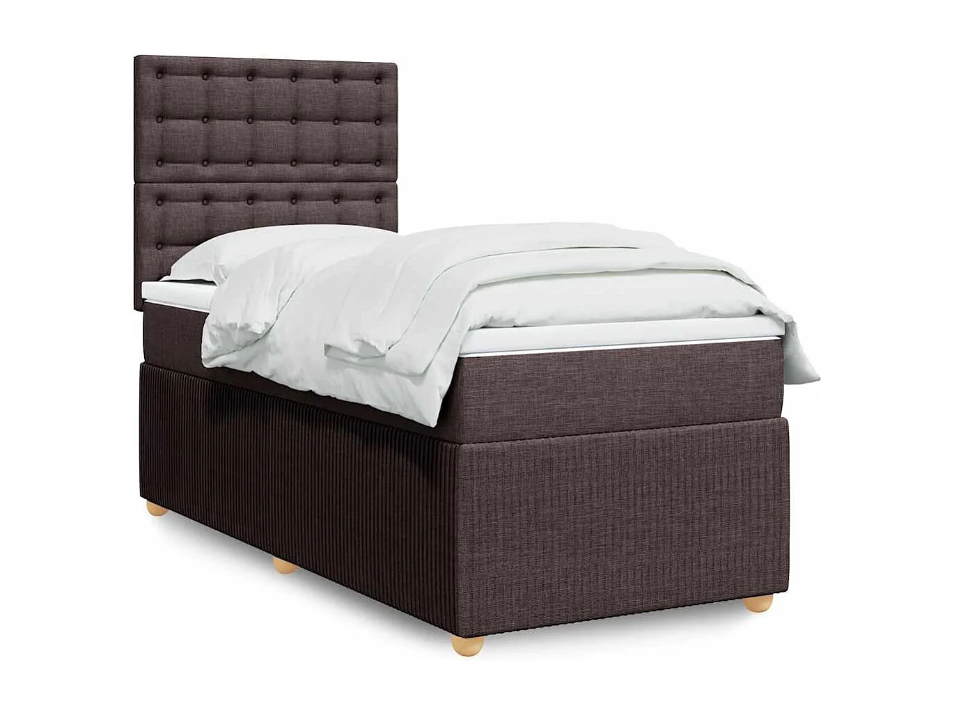 Einzelbett | Bettgestell | Boxspringbett mit Matratze Dunkelbraun 90x200 cm Stoff SHL8998