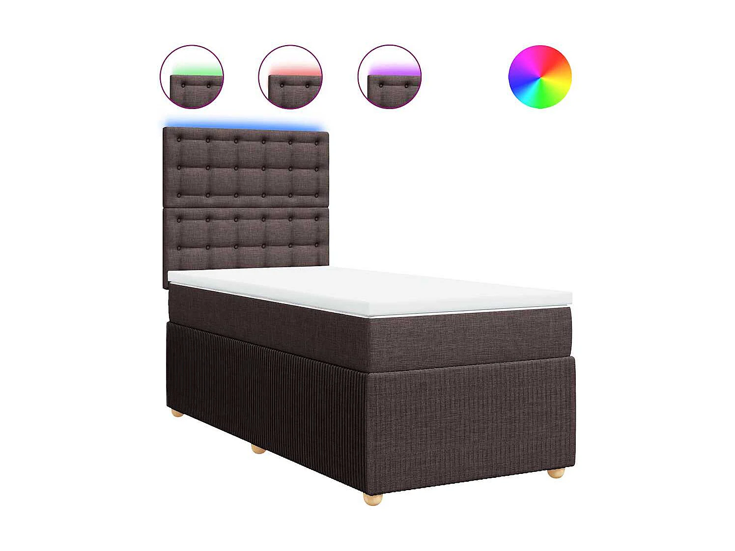 Einzelbett | Bettgestell | Boxspringbett mit Matratze Dunkelbraun 90x200 cm Stoff SHL8998