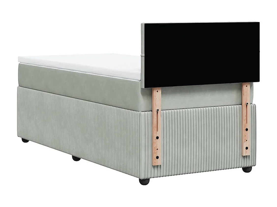 Einzelbett | Bettgestell | Boxspringbett mit Matratze Hellgrau 100x200 cm Samt SHL550540