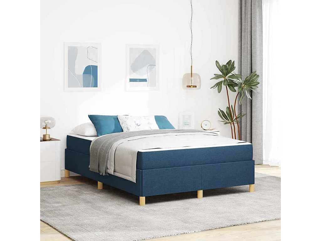 Doppelbett | Bettrahmen mit Matratze Blau 160x200 cm Stoff SHL717442