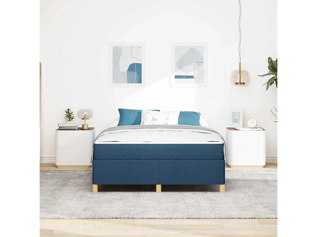 Doppelbett | Bettrahmen mit Matratze Blau 160x200 cm Stoff SHL717442