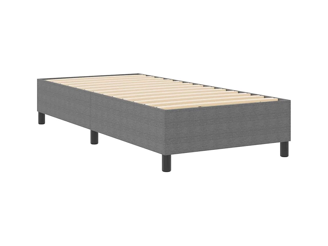Lit simple-Lit adulte-Lit à ressorts Gris clair 90 x 190 cm Tissu en velours côtelé