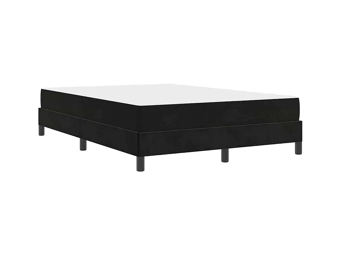 Lit double-Lit adulte-Lit boxspring avec matelas Noir 140 x 200 cm Velours