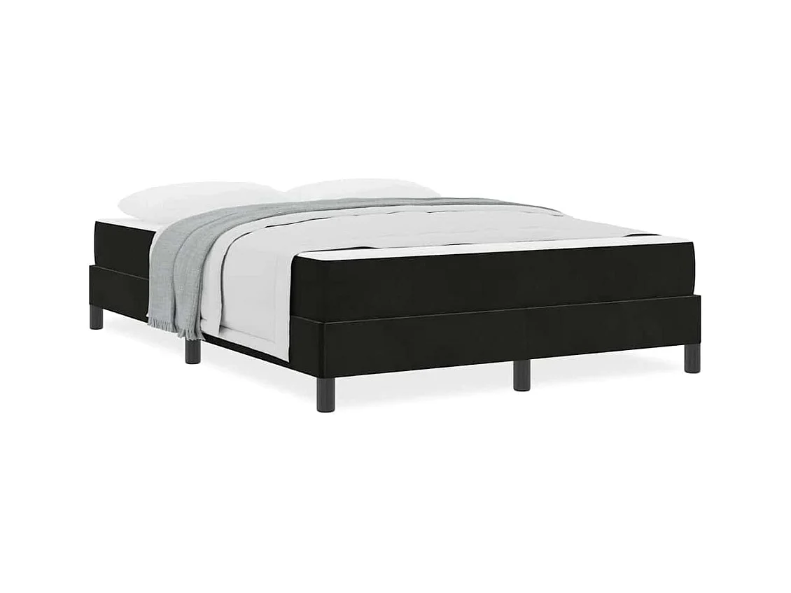 Lit double-Lit adulte-Lit boxspring avec matelas Noir 140 x 200 cm Velours