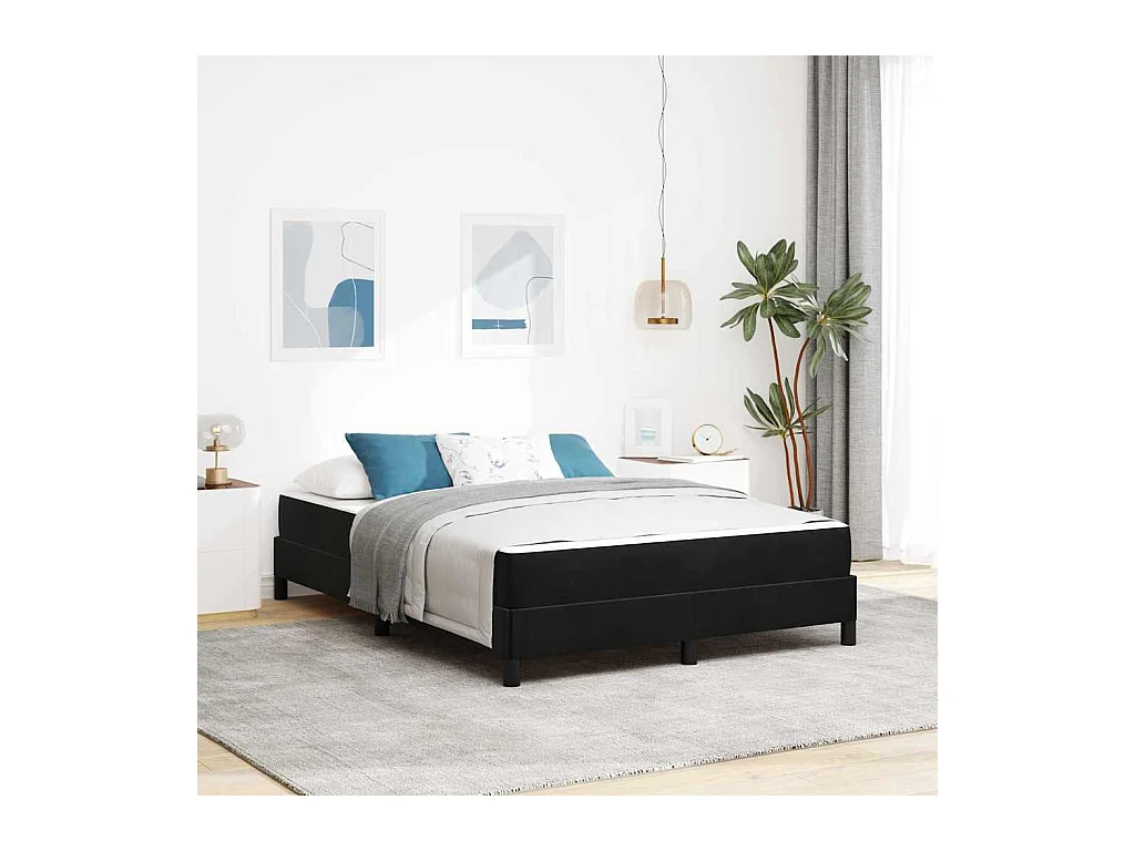 Lit double-Lit adulte-Lit boxspring avec matelas Noir 140 x 200 cm Velours