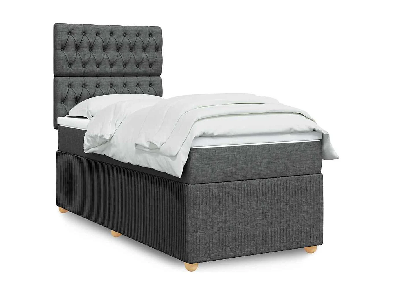 Einzelbett | Bettgestell | Boxspringbett mit Matratze Dunkelgrau 90x200 cm Stoff SHL157199
