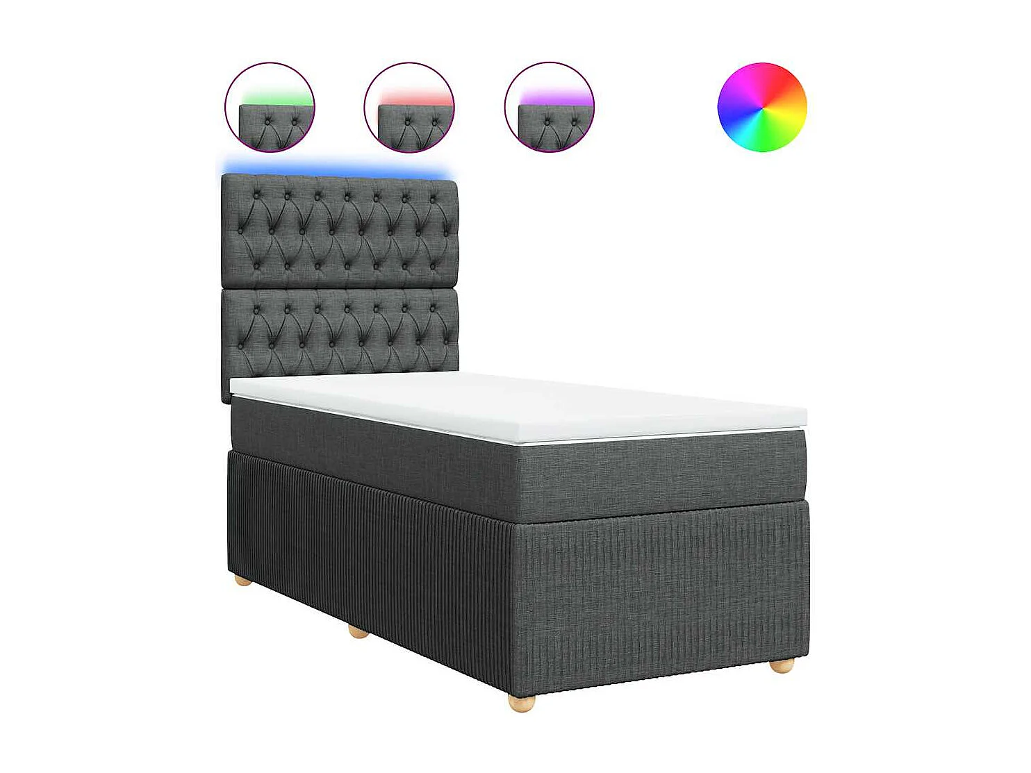 Einzelbett | Bettgestell | Boxspringbett mit Matratze Dunkelgrau 90x200 cm Stoff SHL157199