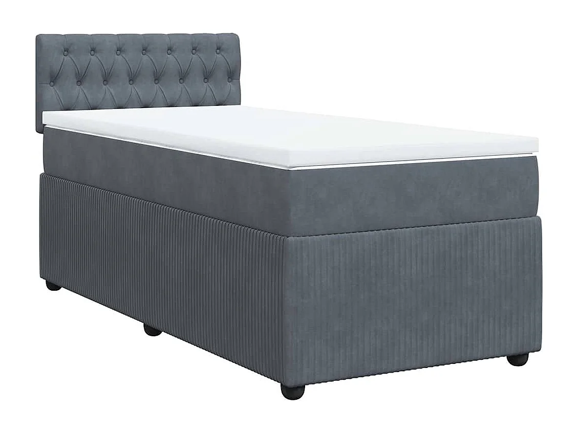 Einzelbett | Bettgestell | Boxspringbett mit Matratze Dunkelgrau 80x200 cm Samt SHL945192