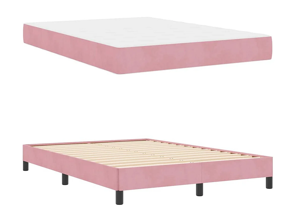 Cama matrimonial | Cama para adultos | Cama tipo Box Spring con colchón Rosa 140x200 cm tela SHL14342