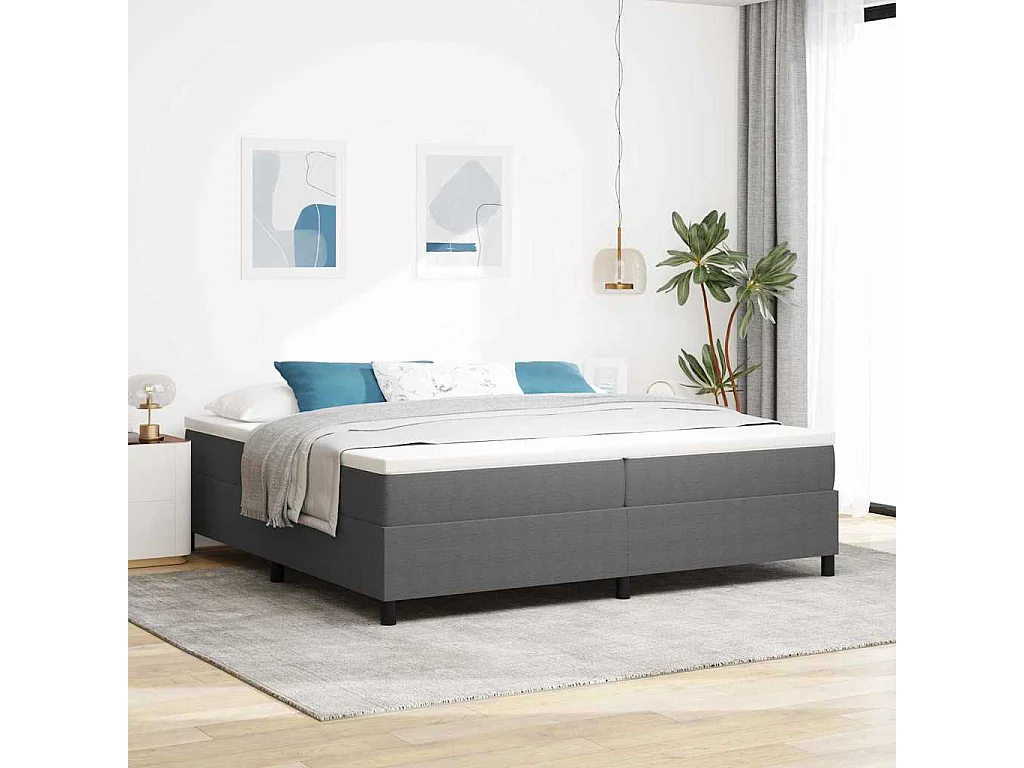 Lit double-Lit adulte-Lit à ressorts Gris clair 200 x 200 cm Tissu en velours côtelé