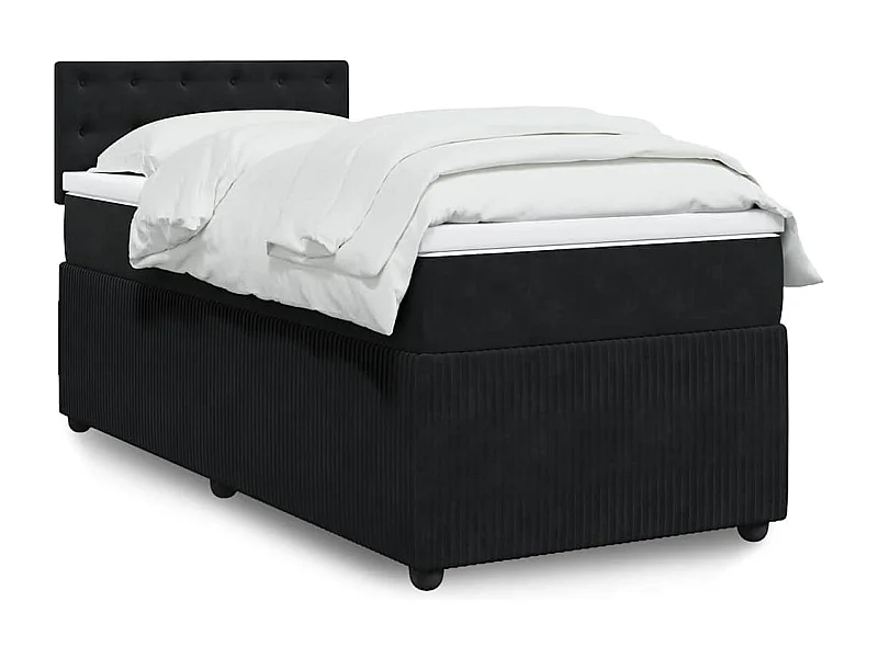 Cama de solteiro | Cama de adulto | Cama com molas/colchão 90x190cm veludo preto SHL625102
