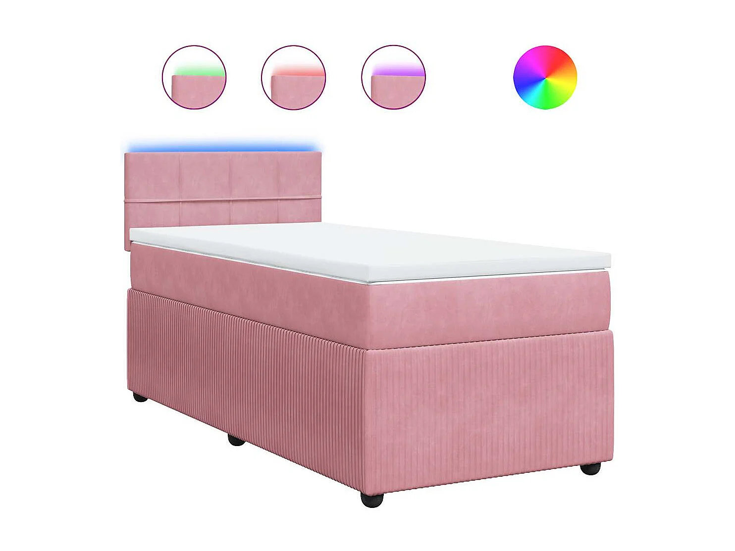 Cama de solteiro | Cama de adulto | Cama com molas/colchão 80x200cm veludo rosa SHL159461