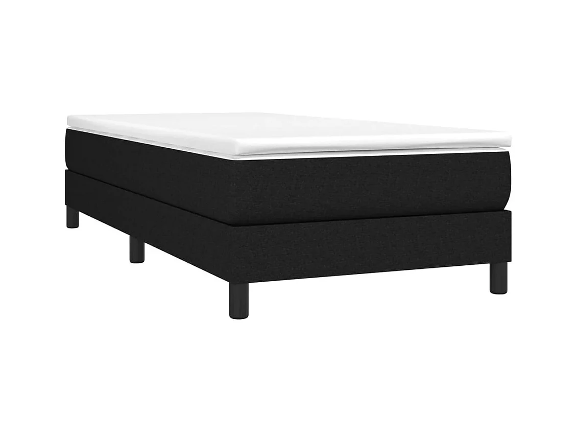 Lit simple-Lit adulte-Sommier à lattes de lit avec matelas Noir 100x200 cm Tissu