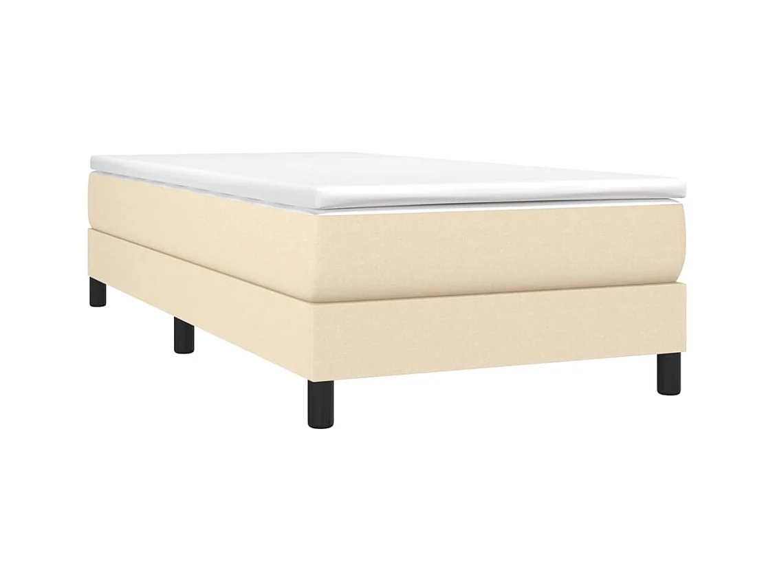 Lit simple-Lit adulte-Sommier à lattes de lit avec matelas Crème 100x200 cm Tissu