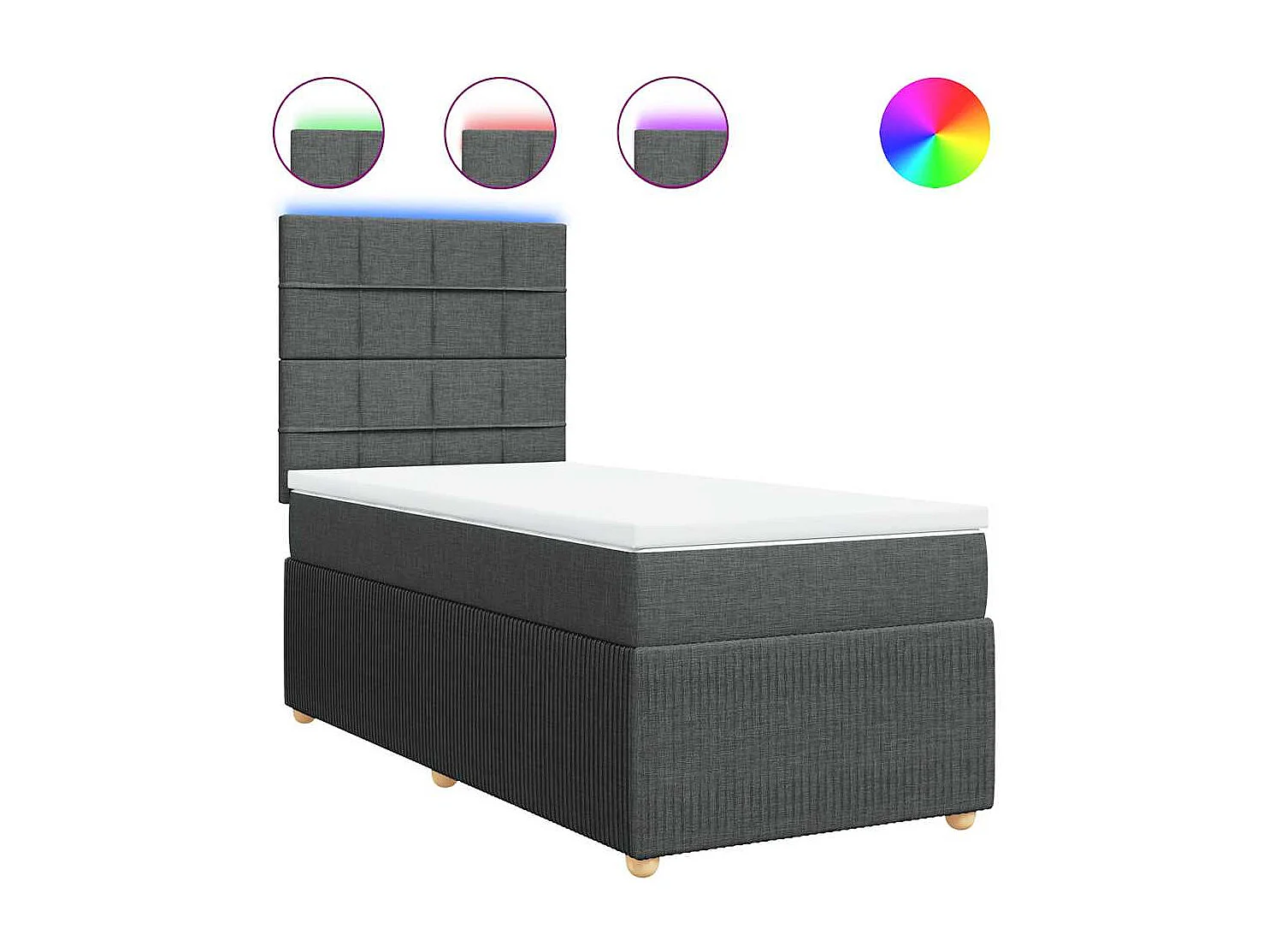 Einzelbett | Bettgestell | Boxspringbett mit Matratze Dunkelgrau 90x200 cm Stoff SHL180797
