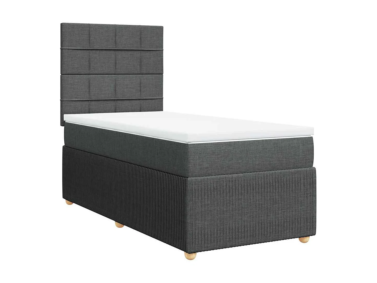 Einzelbett | Bettgestell | Boxspringbett mit Matratze Dunkelgrau 90x200 cm Stoff SHL180797