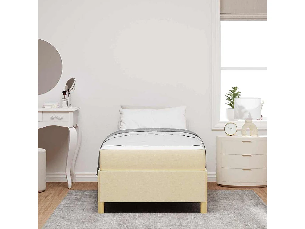 Cama de solteiro-Cama de adulto-Estrutura da Cama com colchão Creme 100 x 200cm tecido SHL397555