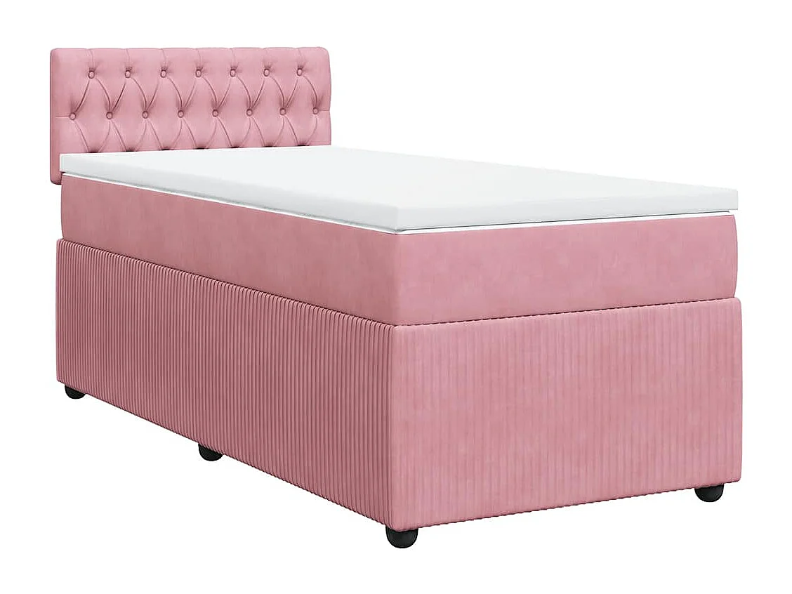 Einzelbett | Bettgestell | Boxspringbett mit Matratze Rosa 90x200 cm Samt SHL824805