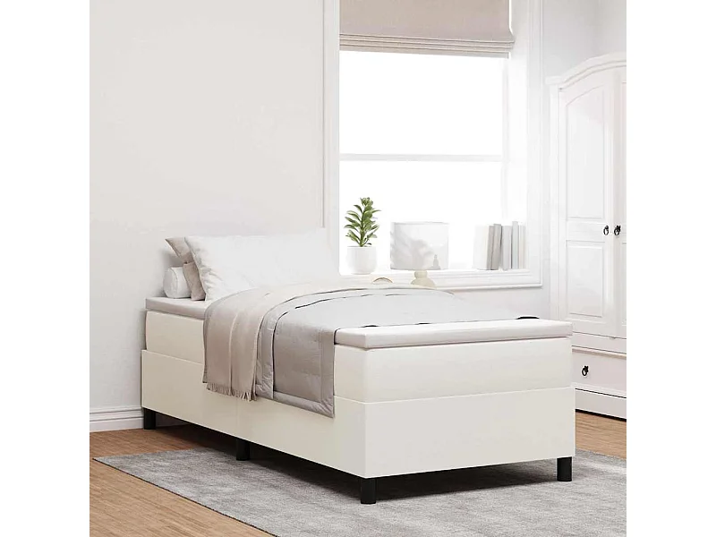 Cama individual | Cama para adultos | Cama de plataforma Crema 90x200 cm tela SHL78822