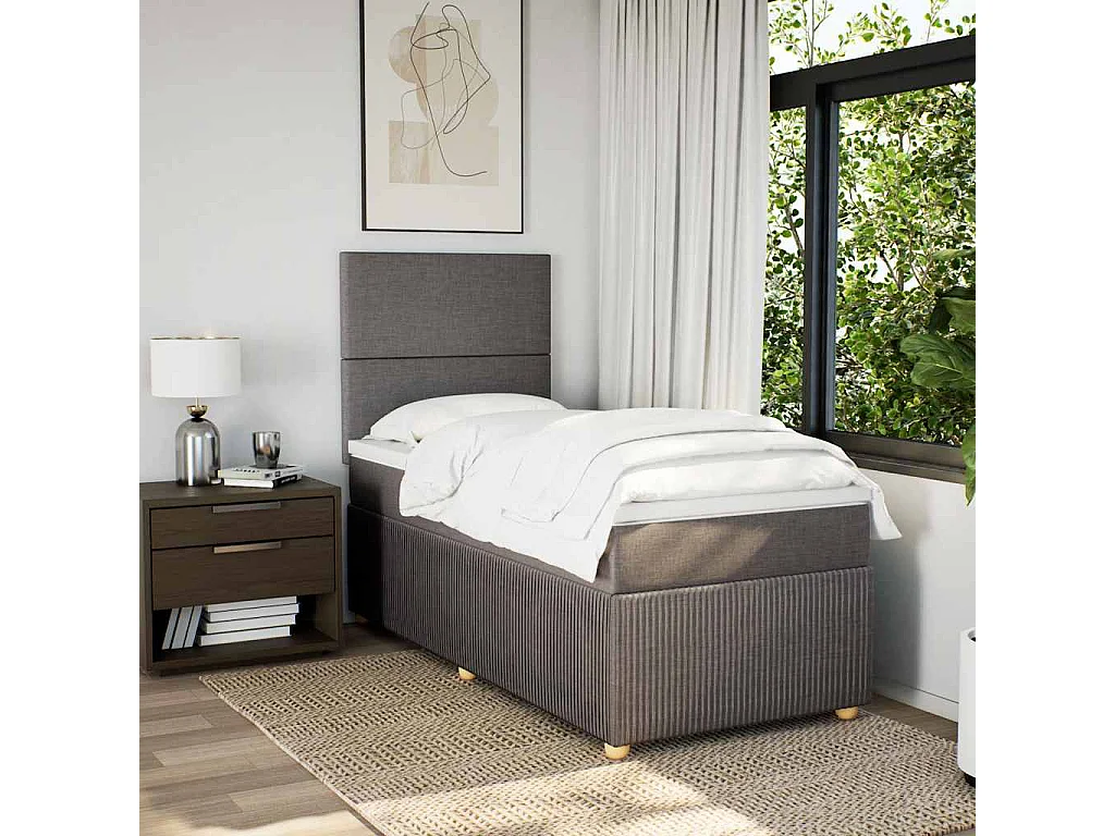 Einzelbett | Bettgestell | Boxspringbett mit Matratze Taupe 80x200 cm Stoff SHL148405