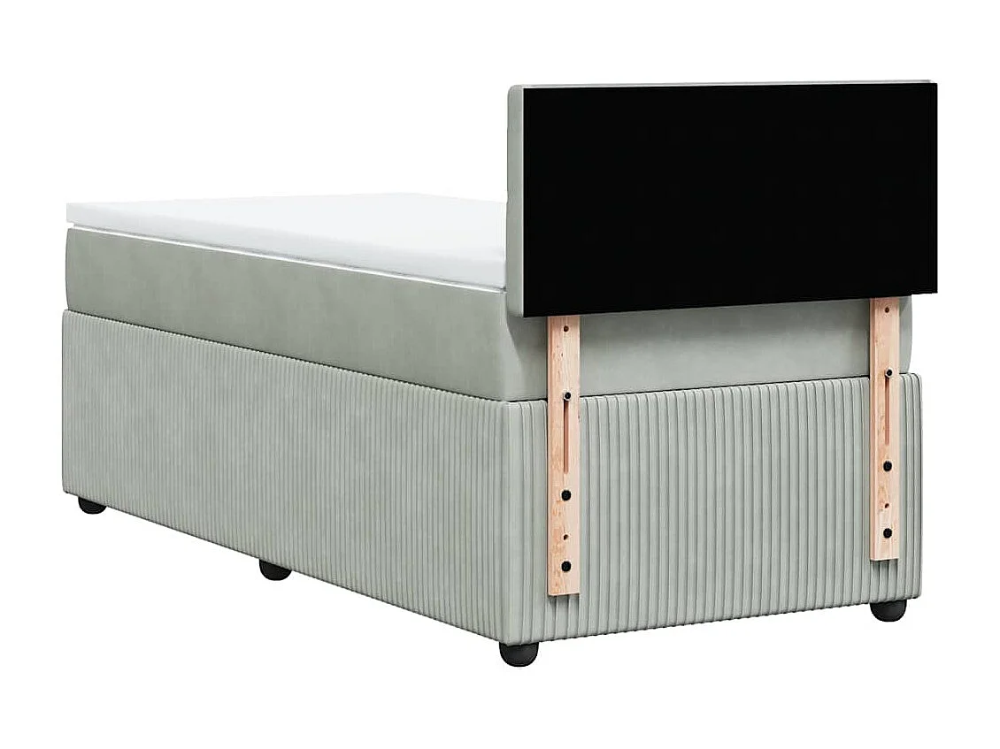 Einzelbett | Bettgestell | Boxspringbett mit Matratze Hellgrau 80x200 cm Samt SHL782389
