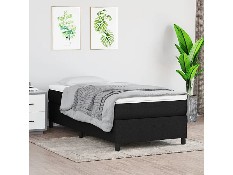 Cama de solteiro | Cama de adulto | Cama com molas/colchão 100x200cm tecido preto SHL652704