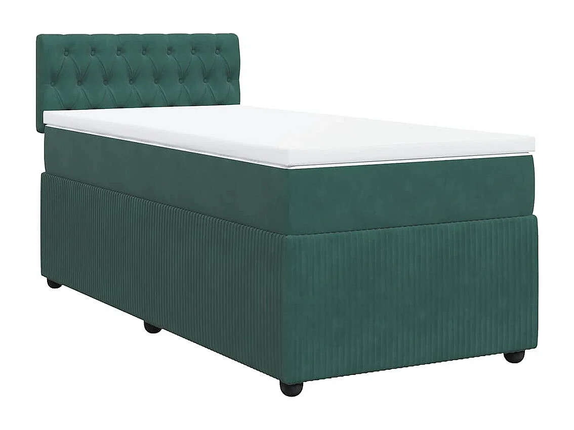 Einzelbett | Bettgestell | Boxspringbett mit Matratze Dunkelgrün 90x190 cm Samt SHL719544