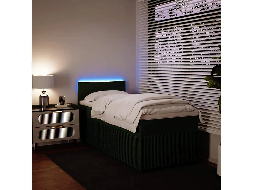 Einzelbett | Bettgestell | Boxspringbett mit Matratze Dunkelgrün 90x200 cm Samt SHL967127