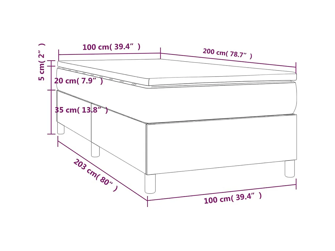 Lit simple-Lit adulte-Sommier à lattes de lit avec matelas Gris foncé 100x200cm Tissu