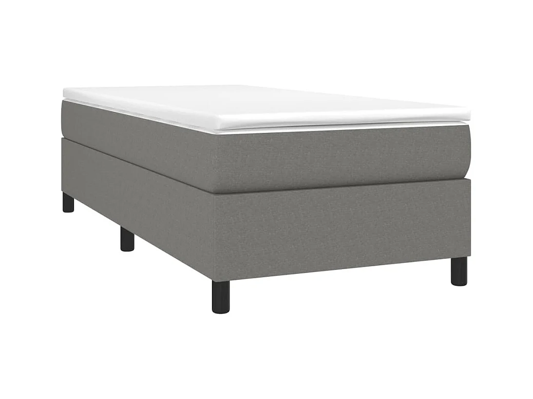 Lit simple-Lit adulte-Sommier à lattes de lit avec matelas Gris foncé 100x200cm Tissu