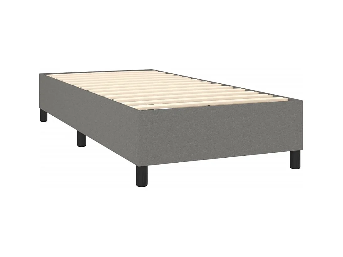 Lit simple-Lit adulte-Sommier à lattes de lit avec matelas Gris foncé 100x200cm Tissu