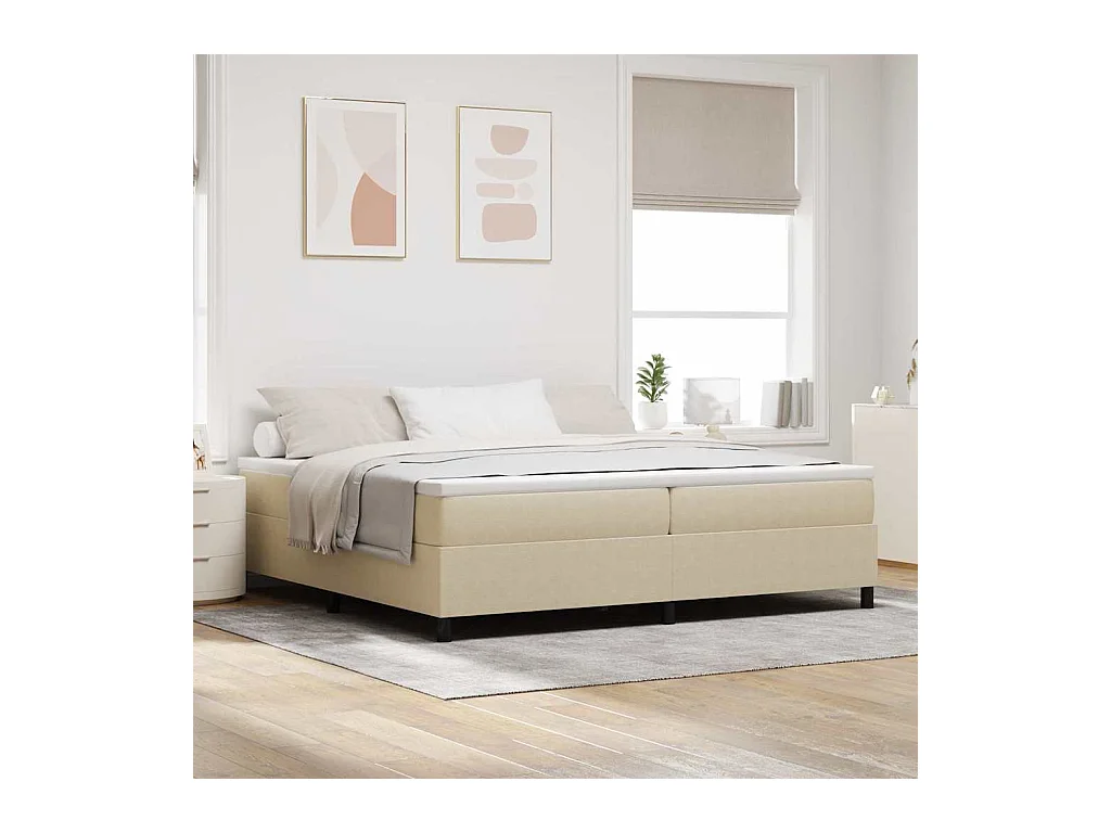 Lit double-Lit adulte-Lit à ressorts Vert gris 200 x 200 cm Tissu en velours côtelé