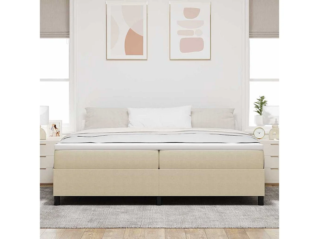 Lit double-Lit adulte-Lit à ressorts Vert gris 200 x 200 cm Tissu en velours côtelé