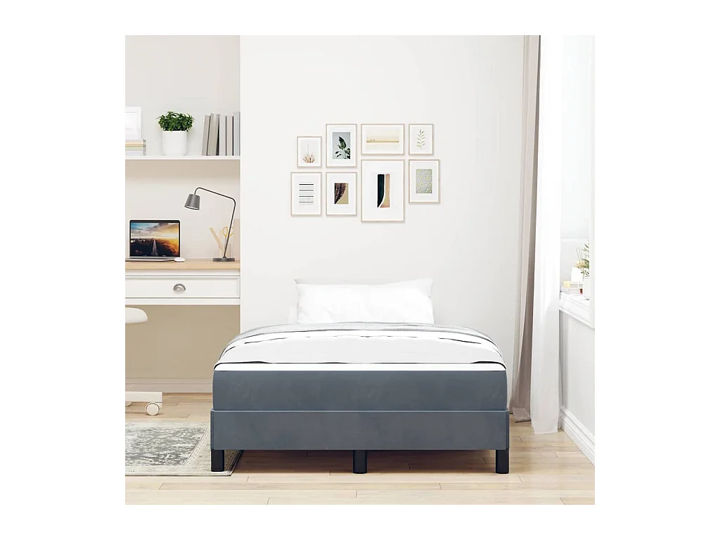 Lit double-Lit adulte-Lit boxspring avec matelas Gris foncé 120 x 200 cm Velours
