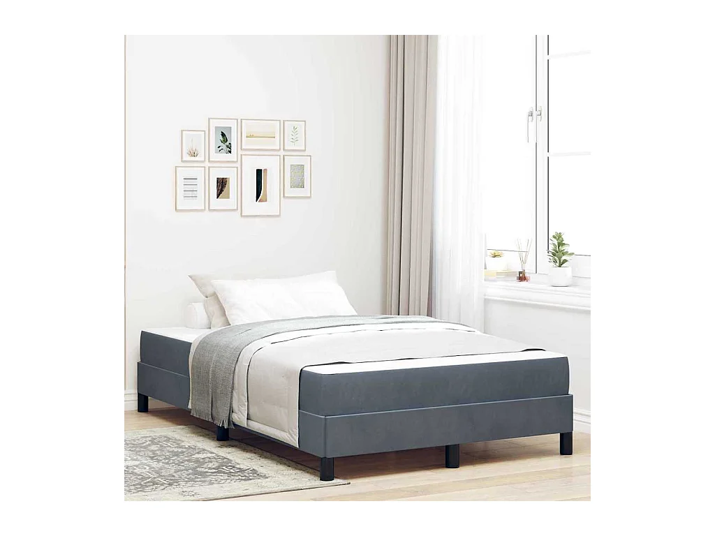 Lit double-Lit adulte-Lit boxspring avec matelas Gris foncé 120 x 200 cm Velours