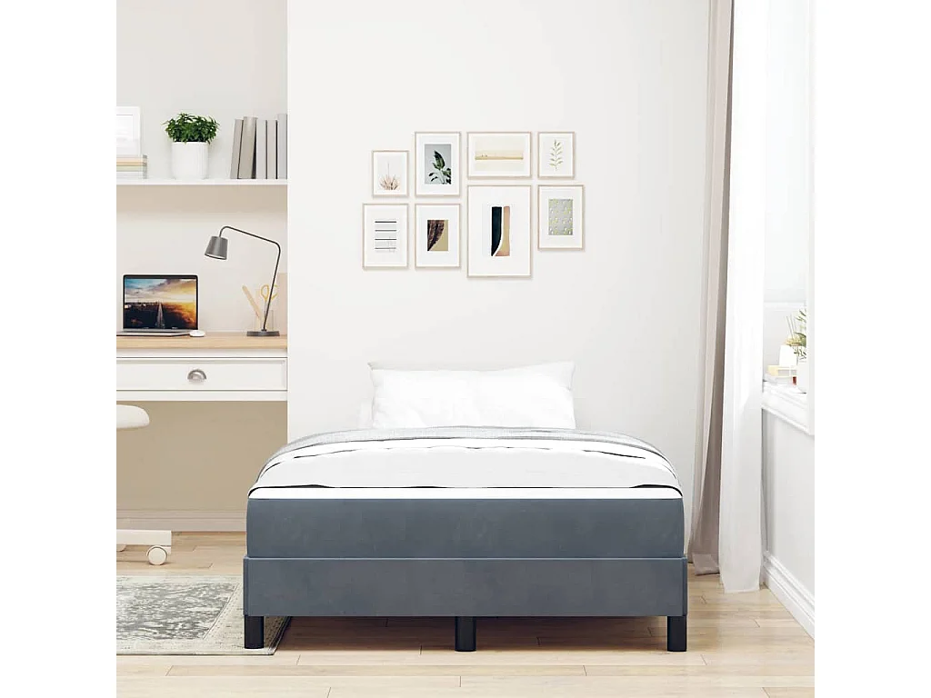 Cama tipo Box Spring con colchón Gris oscuro 120x200 cm tela SHL84005