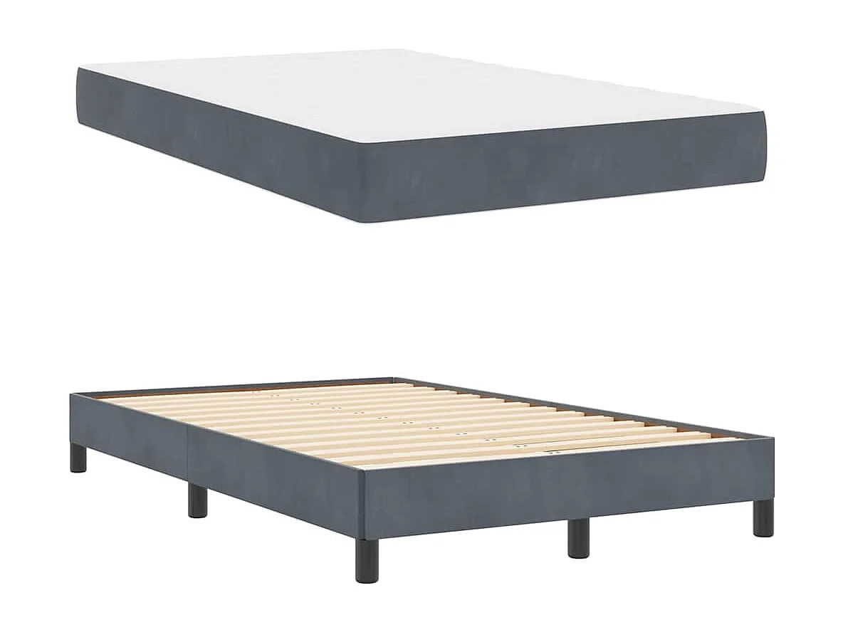 Cama tipo Box Spring con colchón Gris oscuro 120x200 cm tela SHL84005