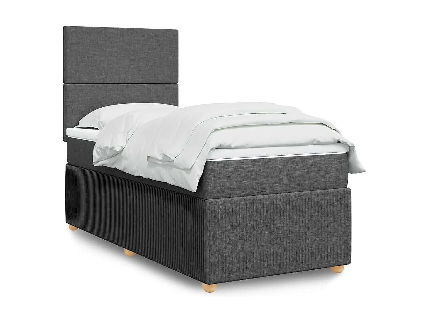 Einzelbett | Bettgestell | Boxspringbett mit Matratze Dunkelgrau 90x200 cm Stoff SHL780441