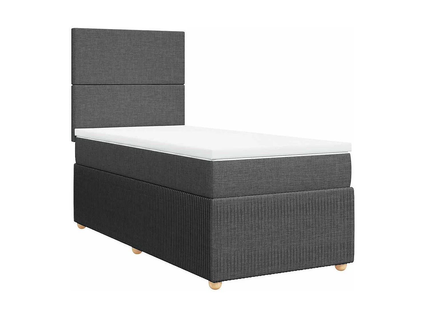 Einzelbett | Bettgestell | Boxspringbett mit Matratze Dunkelgrau 90x200 cm Stoff SHL780441