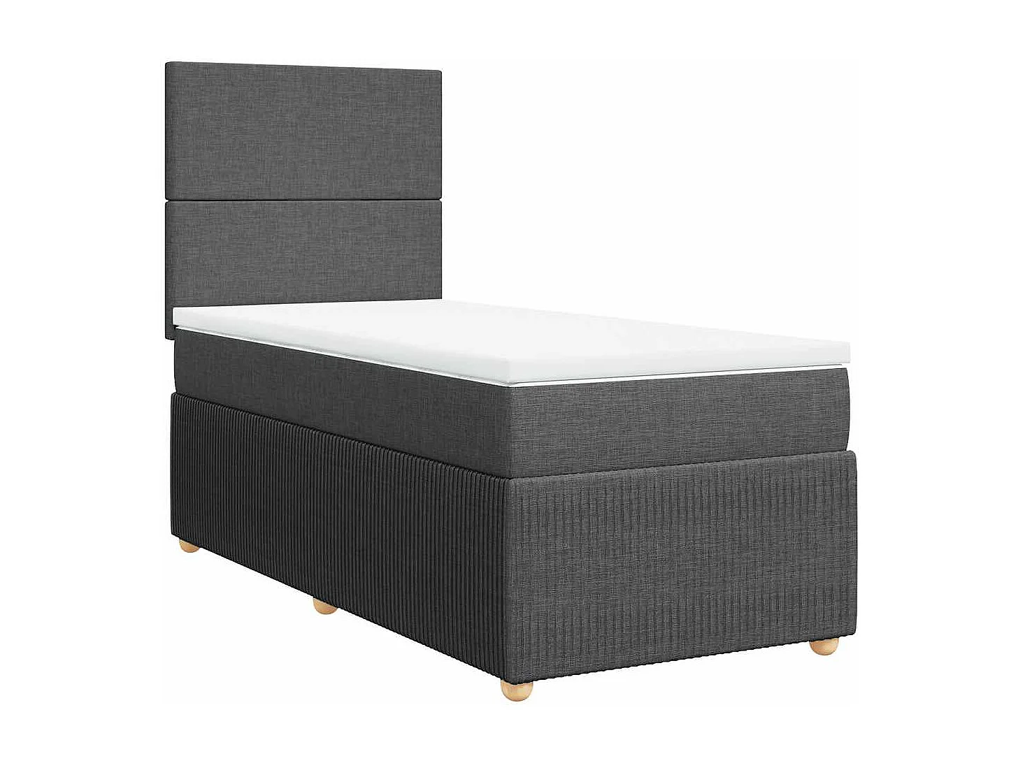 Einzelbett | Bettgestell | Boxspringbett mit Matratze Dunkelgrau 90x200 cm Stoff SHL780441