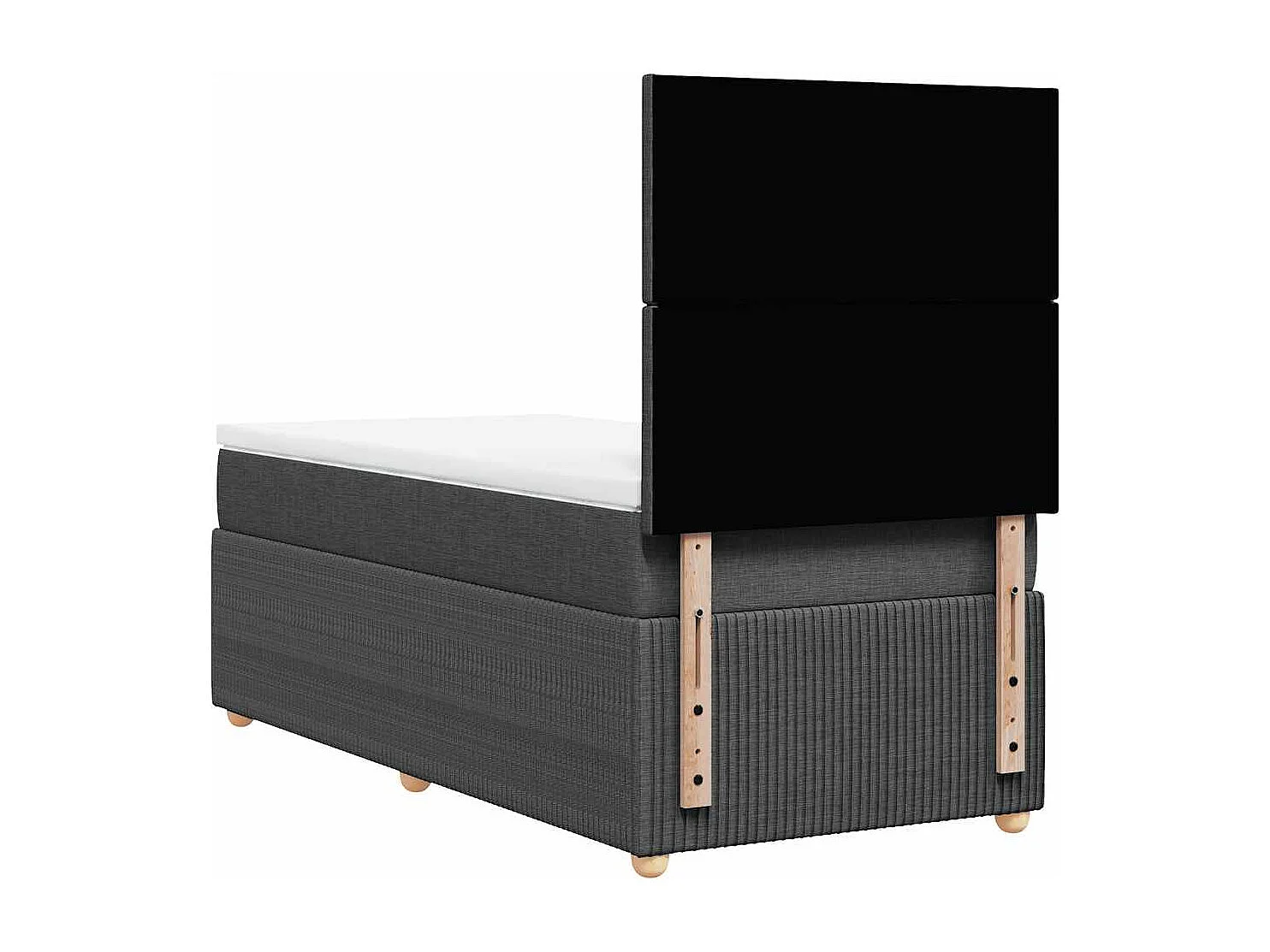 Einzelbett | Bettgestell | Boxspringbett mit Matratze Dunkelgrau 90x200 cm Stoff SHL780441