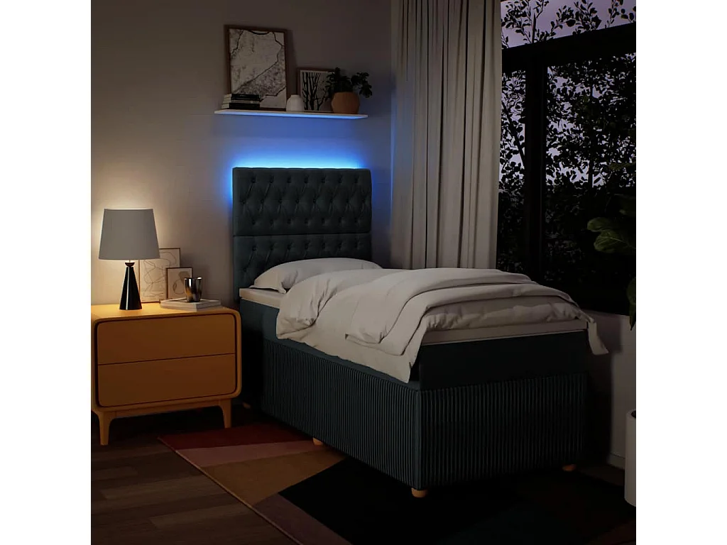 Einzelbett | Bettgestell | Boxspringbett mit Matratze Blau 80x200 cm Stoff SHL354687