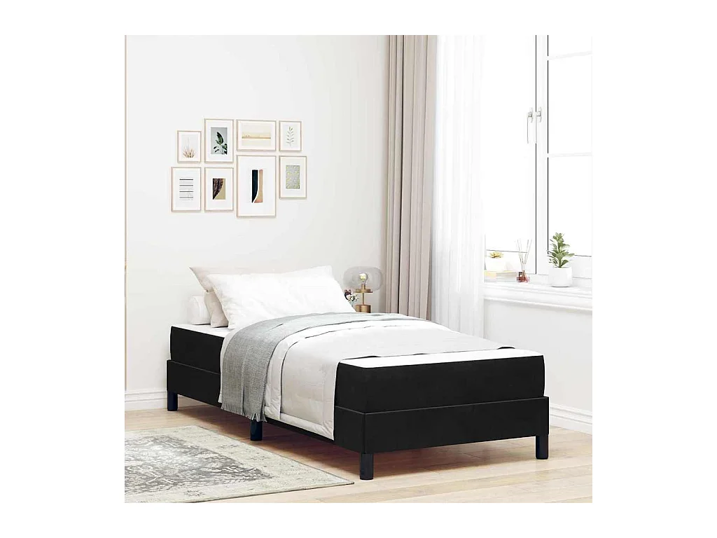 Lit simple-Lit boxspring avec matelas Noir 80 x 200 cm Velours