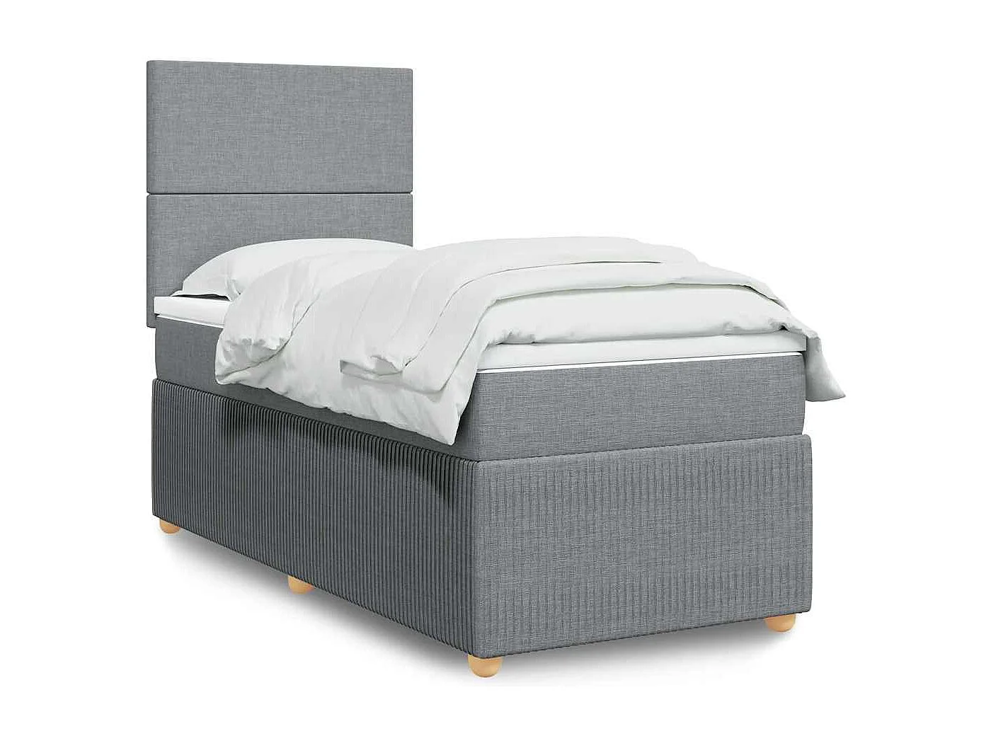 Einzelbett | Bettgestell | Boxspringbett mit Matratze Hellgrau 90x190 cm Stoff SHL239246