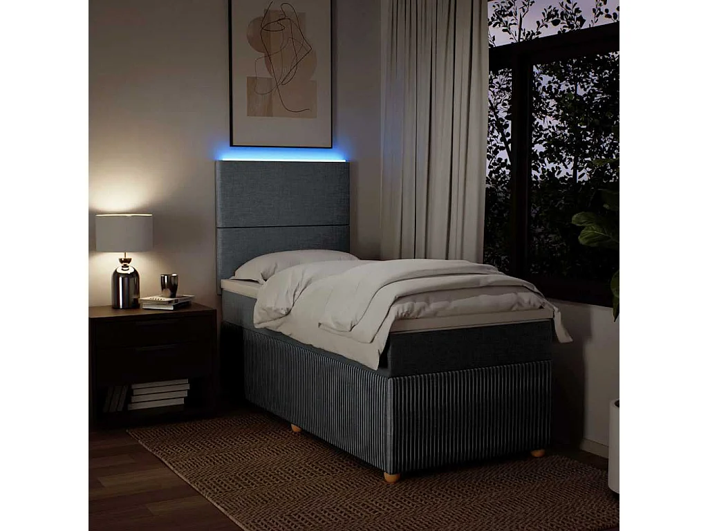 Einzelbett | Bettgestell | Boxspringbett mit Matratze Hellgrau 90x190 cm Stoff SHL239246