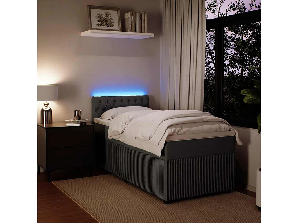 Einzelbett | Bettgestell | Boxspringbett mit Matratze Dunkelgrau 90x190 cm Samt SHL743424