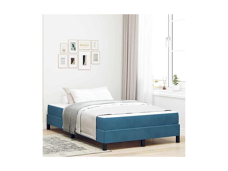 Lit double-Lit adulte-Lit boxspring avec matelas Bleu foncé 120 x 200 cm Velours