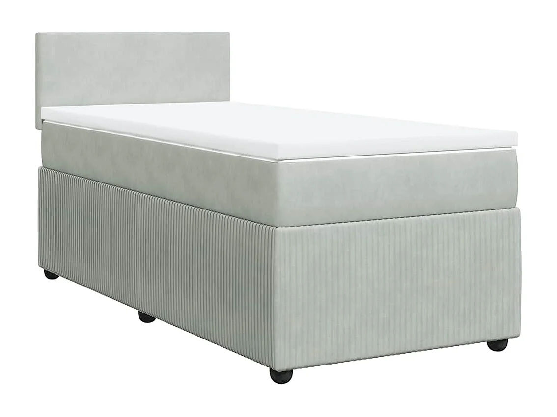 Einzelbett | Bettgestell | Boxspringbett mit Matratze Hellgrau 100x200 cm Samt SHL428471